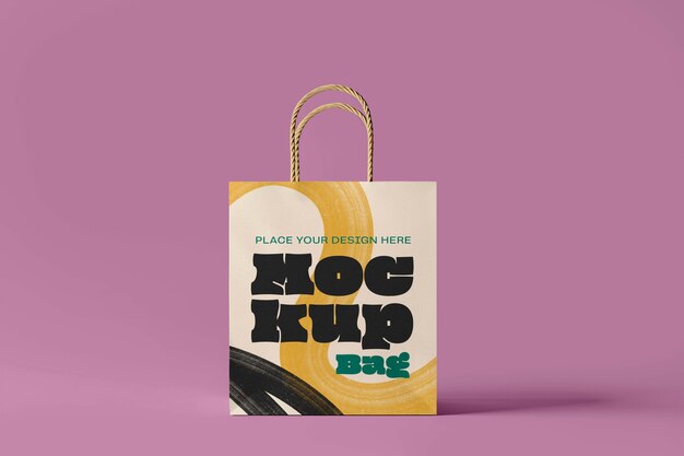 Vue rapprochée d'une maquette de sac à courses avec un style griffonné