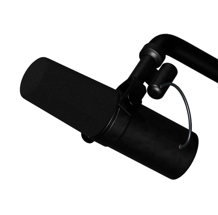 PSD vue rapprochée d'un microphone de studio noir