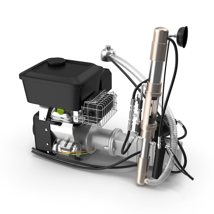 PSD vue rapprochée d'un moteur et d'une machine de peinture