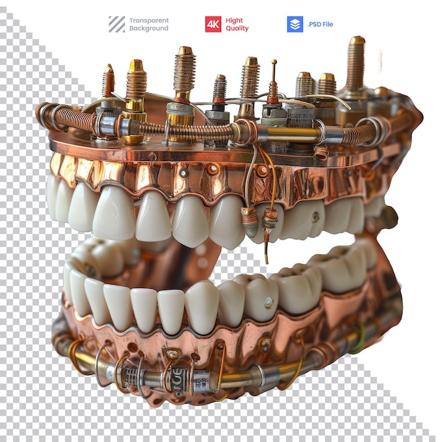 PSD vue rapprochée d'un objet métallique avec des dents