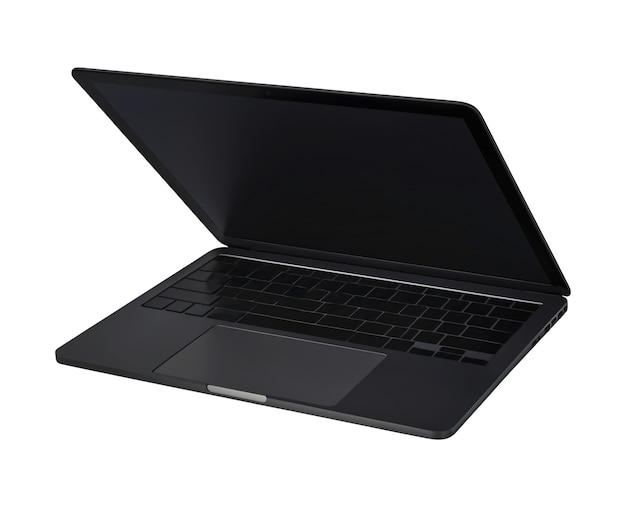 Vue rapprochée de l'ordinateur portable argenté isolé