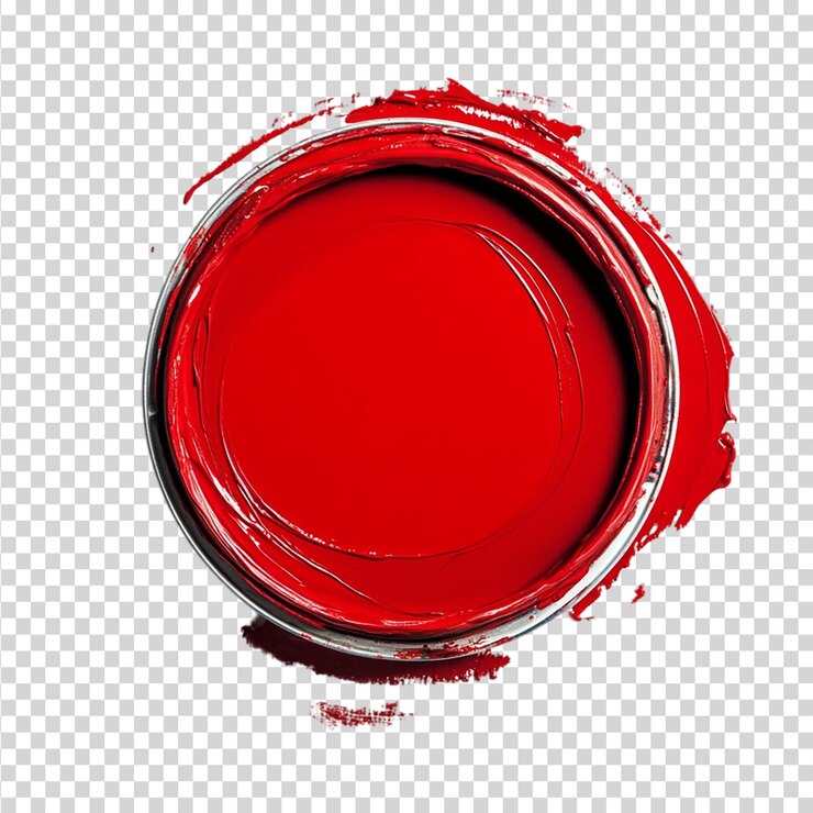 PSD vue supérieure d'une boîte de peinture rouge isolée sur un fond transparent