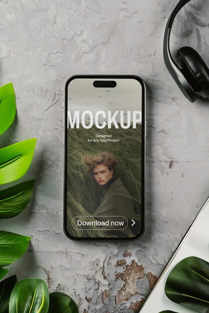Vue supérieure sur la conception de la maquette du smartphone