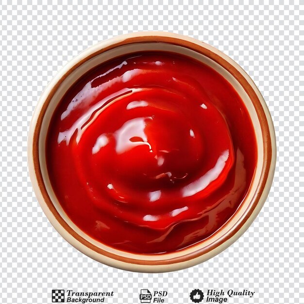 PSD vue supérieure du bol de ketchup isolée sur un fond transparent