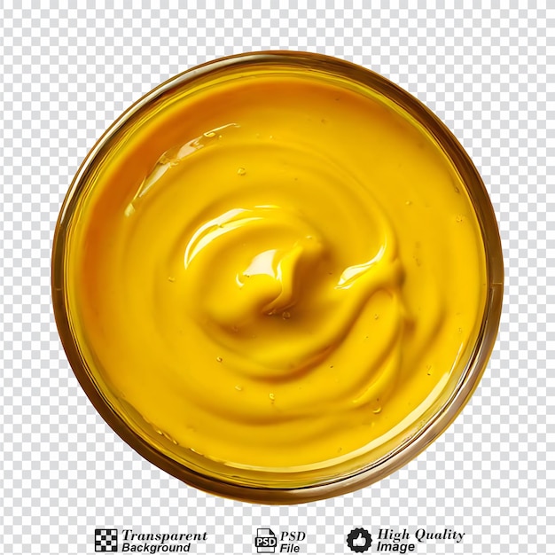 PSD vue supérieure de goutte de moutarde isolée sur un fond transparent