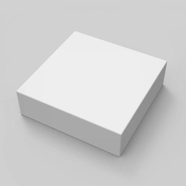 vue surélevée rendu 3D inclination boîte plate vide et ombre fond gris isolé