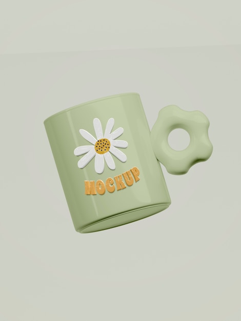 Vue d'une tasse en lévitation dans les airs