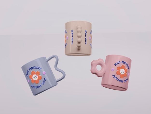 Vue d'une tasse en lévitation dans les airs