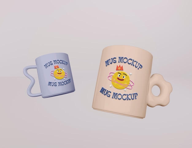 Vue d'une tasse en lévitation dans les airs