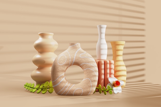 PSD vue des vases géométriques 3d