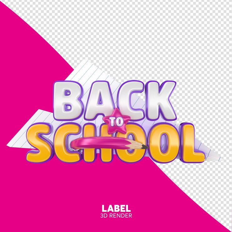PSD de vuelta a la escuela 3d render para la composición