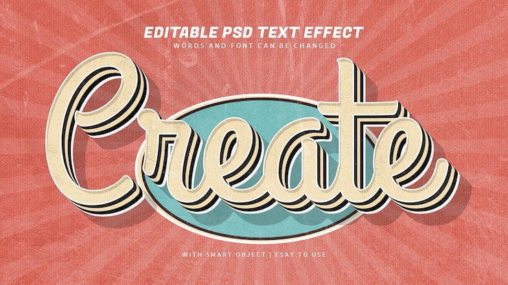 PSD vytvořte 3d retro vintage textový efekt