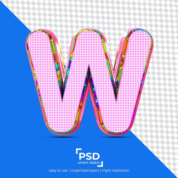 PSD w-alphabet am besten machen form 3d isolierten hintergrund