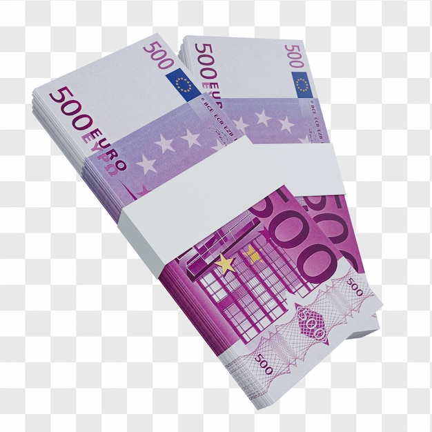 PSD währung der europäischen union 500 euro: stapel europäischer euro-banknoten