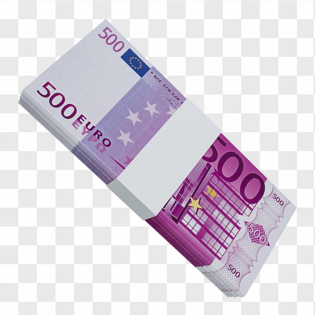 PSD währung der europäischen union 500 euro: stapel europäischer euro-banknoten