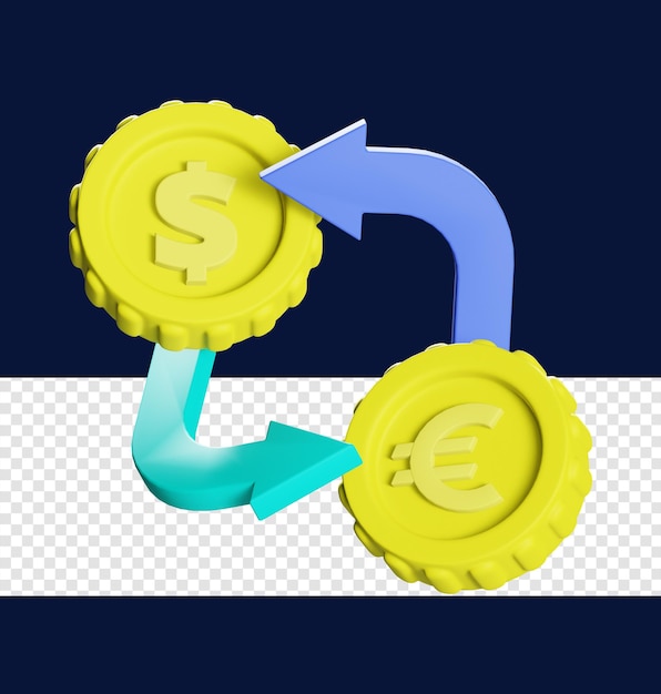 Währungsumtausch 3D-Symbol Illustration