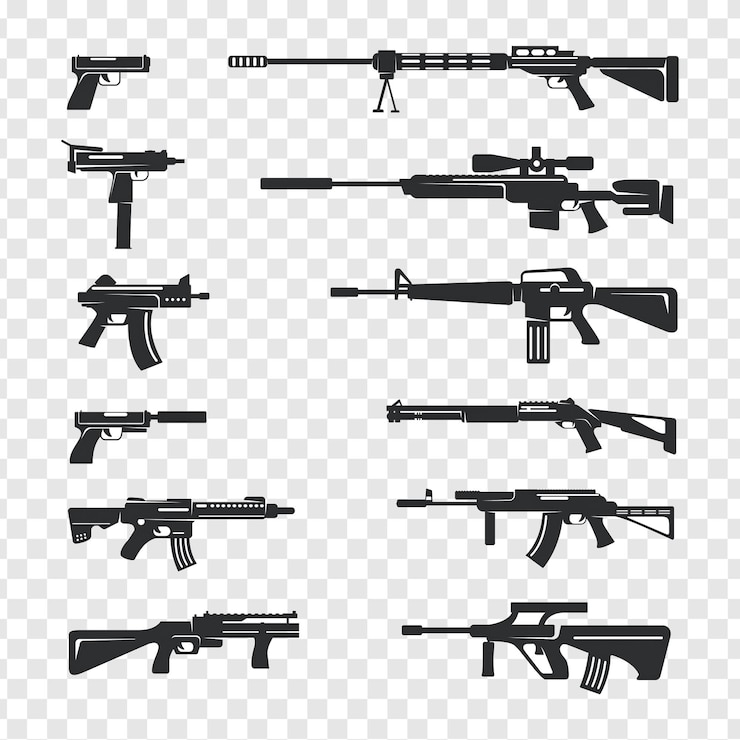 PSD waffen icons set