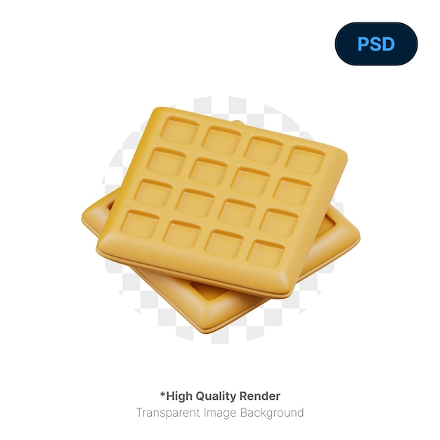 Waffle 3D Render Ilustración Premium PSD