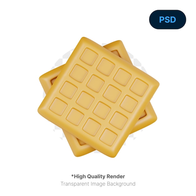 Waffle 3D Render Ilustración Premium PSD