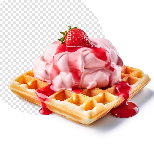 PSD waffle de crème glacée à la fraise isolée sur fond blanc