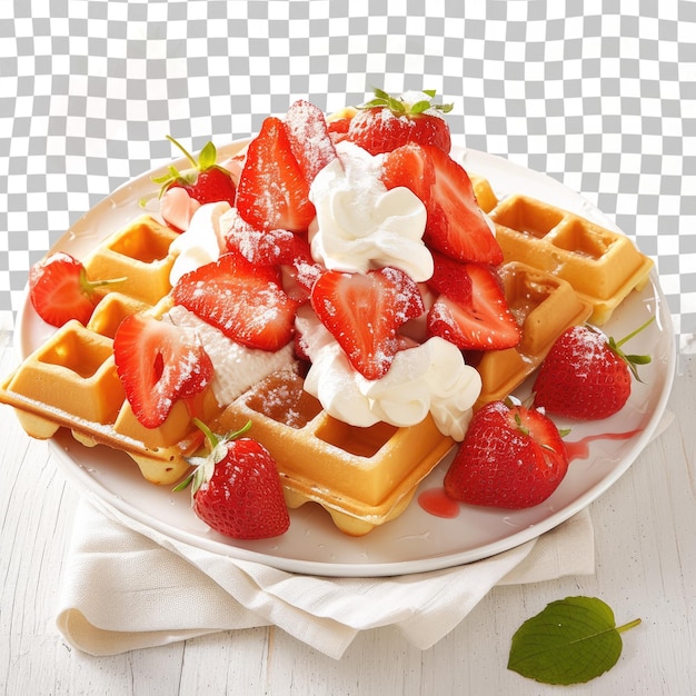 PSD un waffle con fresas y crema en la parte superior