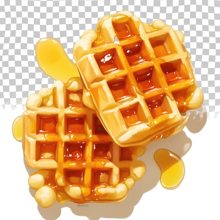 PSD un waffle con jarabe y algunas rebanadas de naranja
