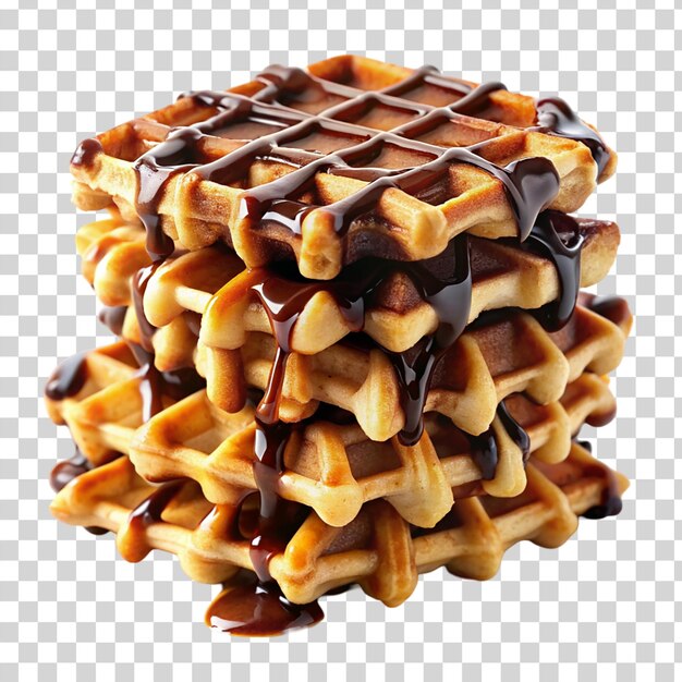 PSD waffles avec chocolat isolé sur fond transparent