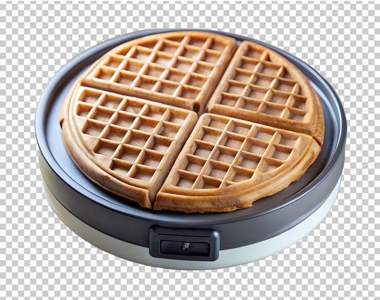 PSD los waffles están en un plato y la parte inferior es negra aislada en fondo transparente png y psd