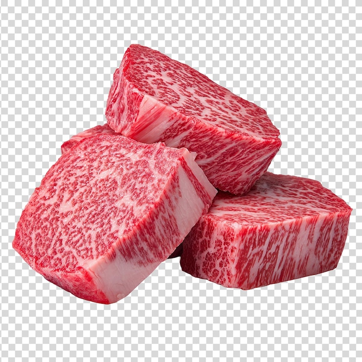 PSD wagyu de carne de res de kobe aislado sobre un fondo transparente