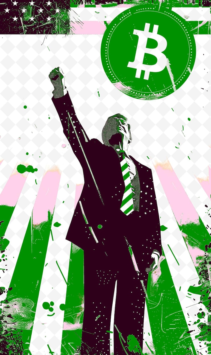 PSD wahlkampf mit einem präsidentschaftskandidaten, der eine bitco-flat-illustration für den wahlkampf hält