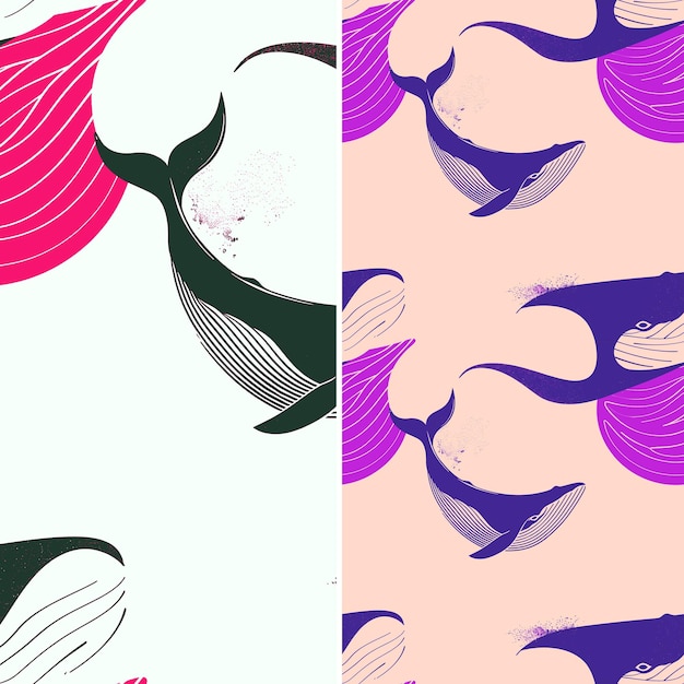 Wal mit massiver Silhouette Grafik Minimal Grafik Design Natur Muster Vektor Designs