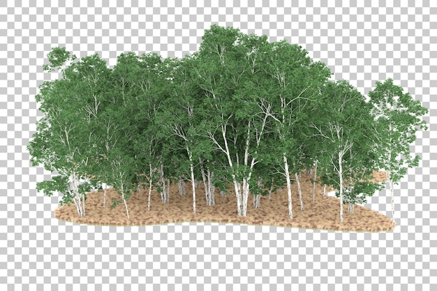 PSD wald auf transparentem hintergrund. 3d-rendering - abbildung