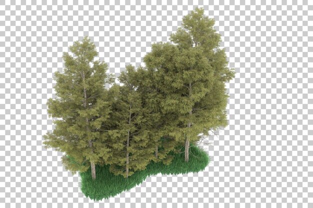 Wald auf transparentem Hintergrund. 3D-Rendering - Abbildung