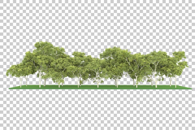 Wald auf transparentem Hintergrund. 3D-Rendering - Abbildung