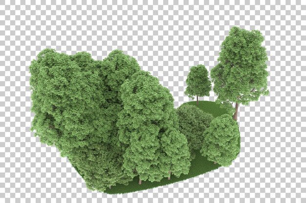 Wald auf transparentem hintergrund. 3d-rendering - abbildung