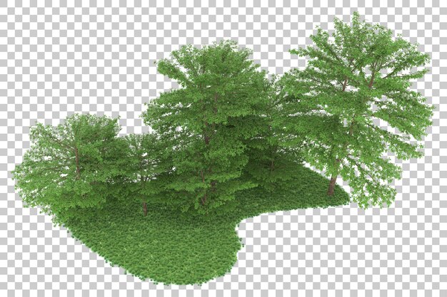 Wald auf transparentem hintergrund. 3d-rendering - abbildung