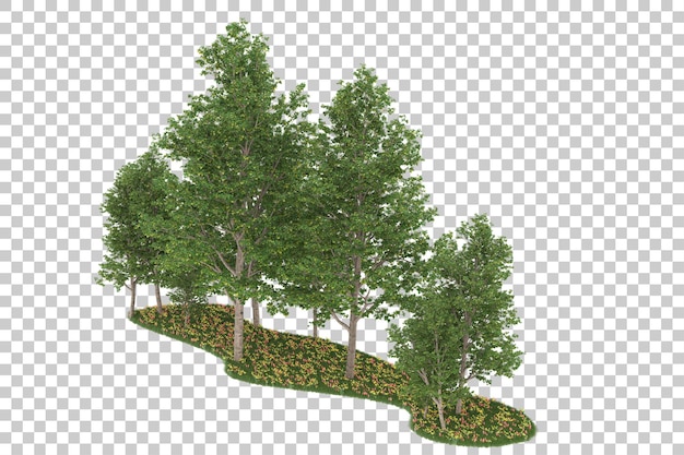 Wald auf transparentem hintergrund. 3d-rendering - abbildung