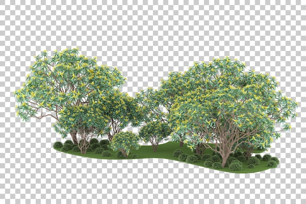 Wald auf transparentem Hintergrund. 3D-Rendering - Abbildung