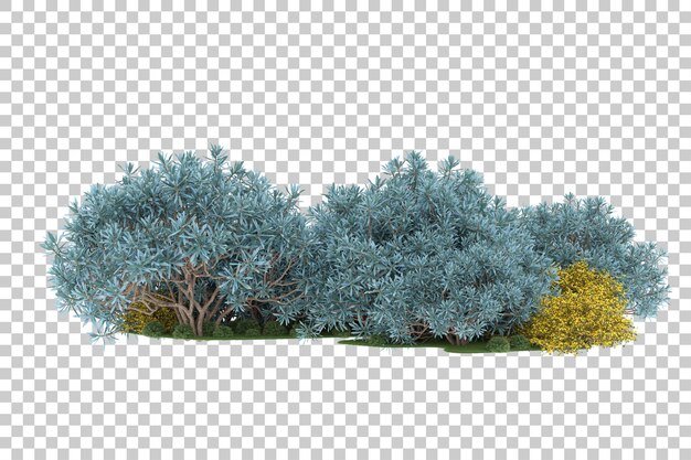 Wald auf transparentem Hintergrund. 3D-Rendering - Abbildung