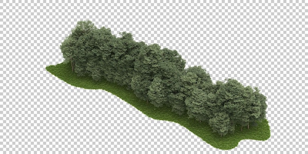 Wald isoliert auf transparentem hintergrund 3d-rendering-illustration