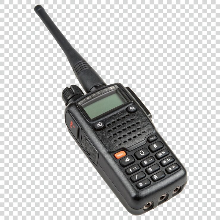 PSD walkie-talkie aislado sobre un fondo transparente