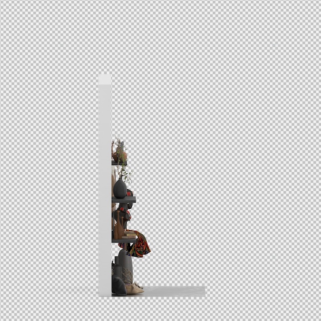 Wall with masks and vases 3d render