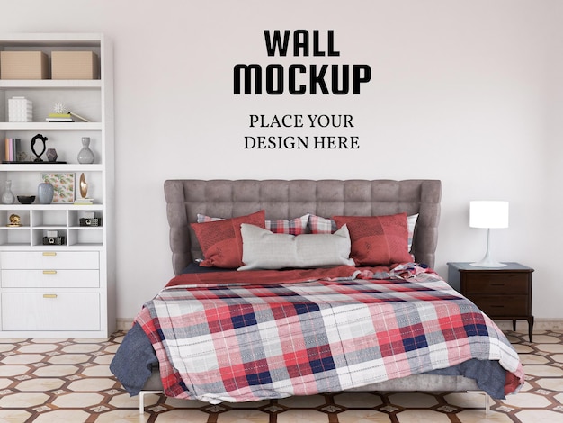 Wallpaper mockup im modernen schlafzimmer