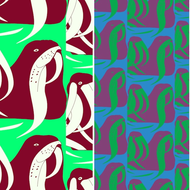 Walrus mit massiver Silhouette Karikatur Minimal Grafik De Natur Muster Vektordesigns