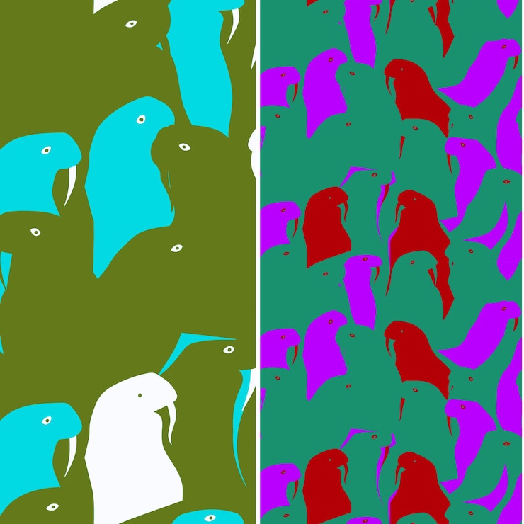 PSD walrus with bulky silhouette abstract minimal design and sca nature pattern vector designs