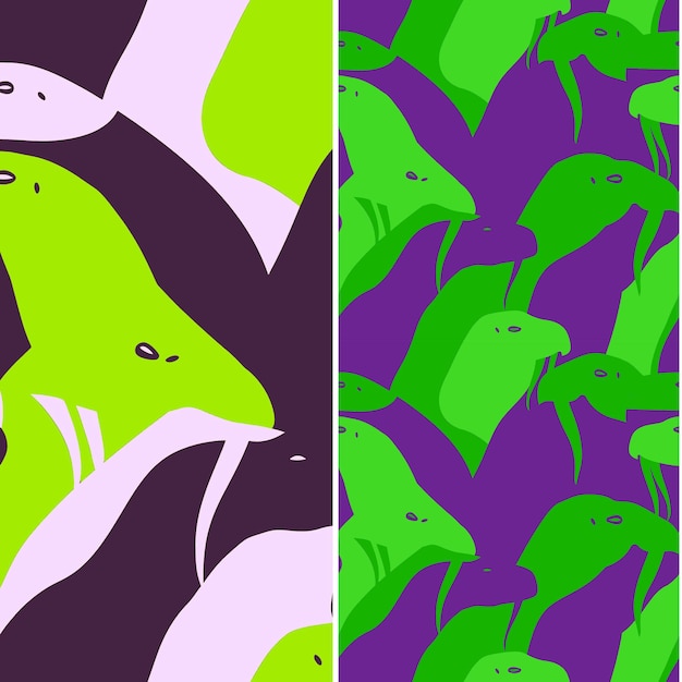 Walrus With Bulky Silhouette Abstract Minimal Design and Sca Nature Pattern Vector Designs