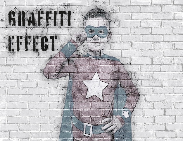 Wand mit graffiti-effekt-mockup