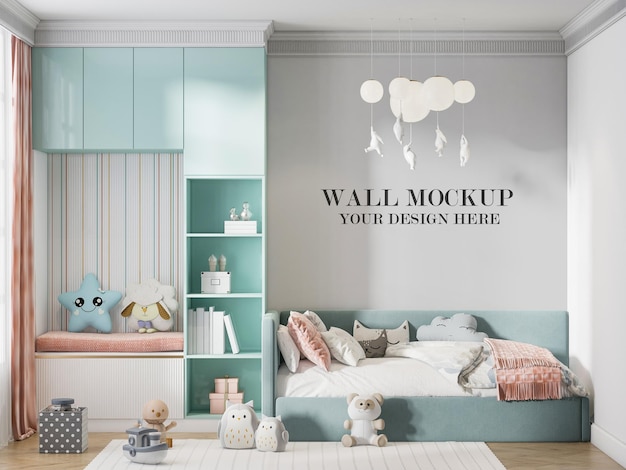 Wandhintergrund Kinderzimmer in 3D-Rendering