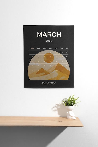 PSD wandkalender-mock-up-design