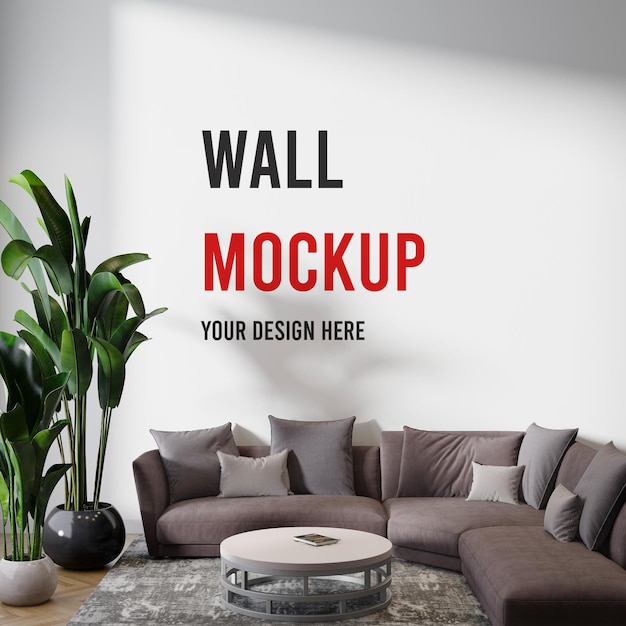 Wandmodell hinter großem Sofa